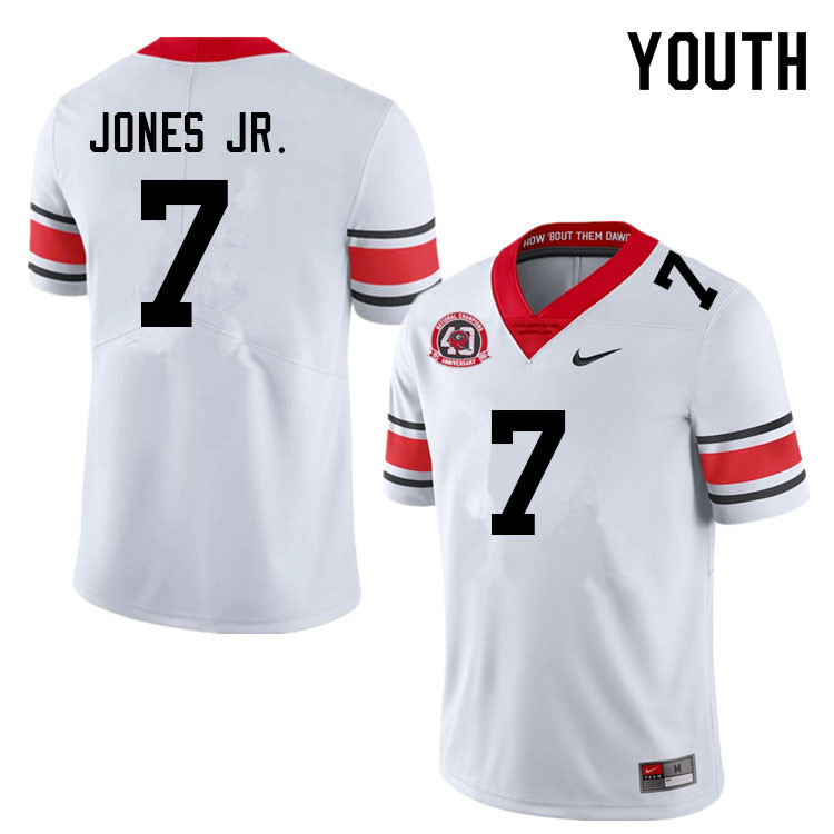 Georgia Bulldogs Youth Marvin Jones Jr. #7 White 2022 40th Anniversary Stitched College UGA Football Jersey 23IH012EX